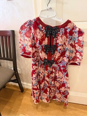 saloni short bow dress SALONI Camille Crystal-Bow Velvet Mini Dress